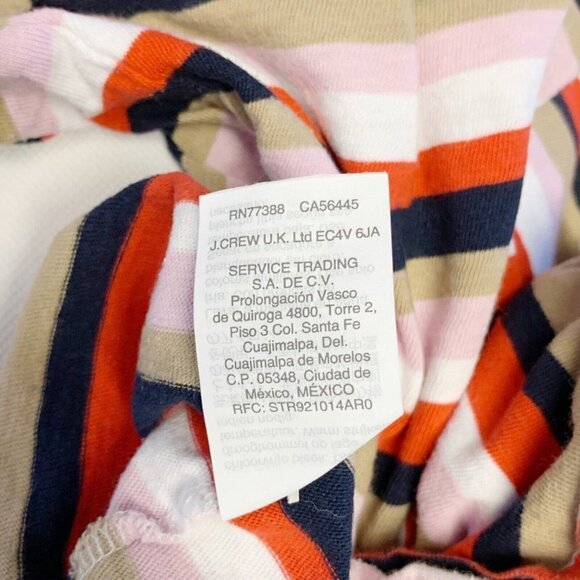 J Crew Boatneck 3/4 Sleeve Striped Colorful T-Shirt Top Cotton Blouse - Picture 5 of 5
